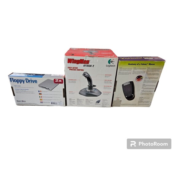 Vintage Logitech Wingman Attack 2, Yahoo Optical Mouse, Floppy Drive Bundle. - Picture 2 of 16